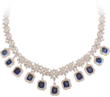 Regal Sapphire & Diamond Drop Necklace