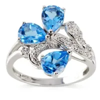 Blue Topaz Floral Ring