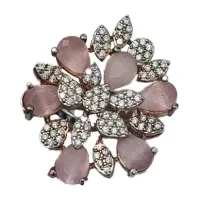 Rose Quartz Diamond Cluster Ring