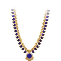 Gold Haram with Royal Blue Enamel and Diamond Accents