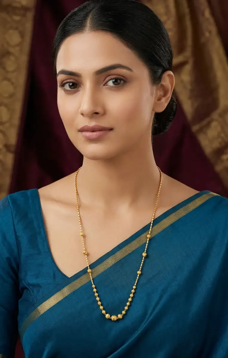 Elegant Gold-Toned Beaded Long Chain