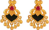 Vintage Ruby & Black Enamel Gold Earrings
