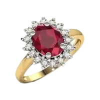 Vintage Ruby & Diamond Halo Ring (Yellow Gold)