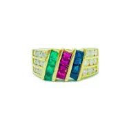 Multi-Gemstone Gold Band Ring