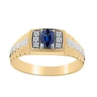 Royal Blue Sapphire & Diamond Gold Ring