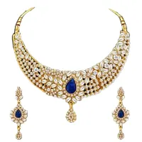 Kundan & Sapphire Gold Necklace Set