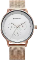 Giordano Women's Rose Gold-Tone White Dial Mesh Bracelet Chronograph Watch