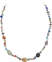 Cracked White Stone and Carved Bead Necklace