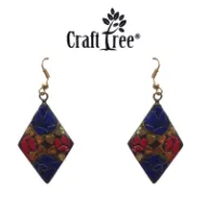 CraftTree Vibrant Rhombus Mosaic Earrings