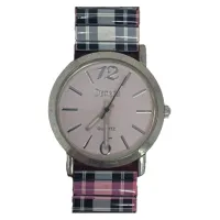 Classic Pink Plaid Strap Women's Watch – Elegant & Timeless