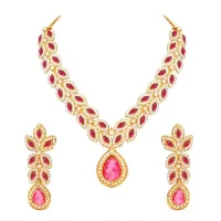 Ruby & Polki Gold Bridal Necklace Set