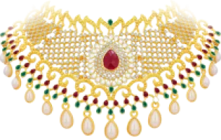 Majestic Ruby, Emerald & Pearl Temple Necklace
