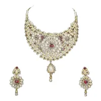 Gold-Plated Ruby Necklace Set