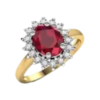 Vintage Ruby & Diamond Halo Ring (Yellow Gold)