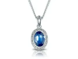 Oval Sapphire Halo Pendant